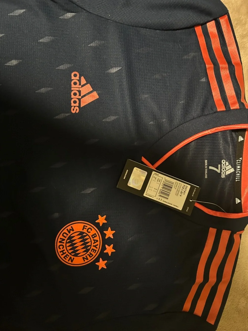 RARE Adidas FC Bayern München Player Issue Training Jersey Navy Orange NWT - Picture 3 of 10